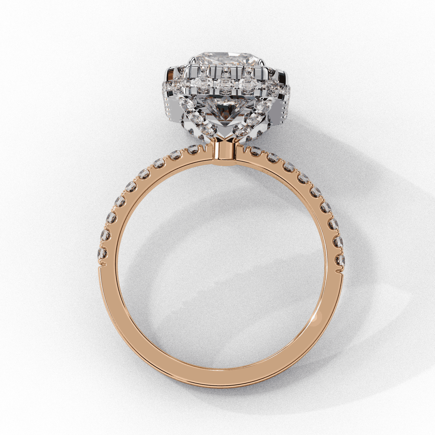 Radiant Cut Lab Grown Diamond Halo Engagement Ring with Large Stone Halo