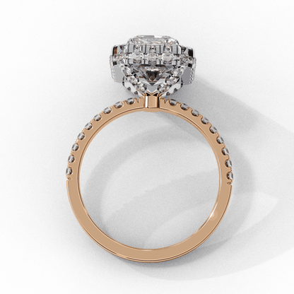 Radiant Cut Lab Grown Diamond Halo Engagement Ring with Large Stone Halo