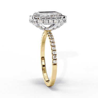 Radiant Cut Lab Grown Diamond Halo Engagement Ring with Large Stone Halo