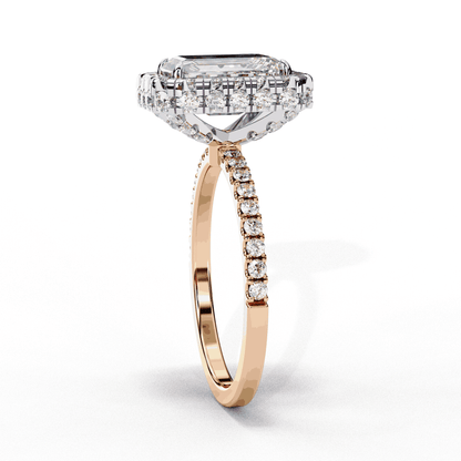 Radiant Cut Lab Grown Diamond Halo Engagement Ring with Large Stone Halo
