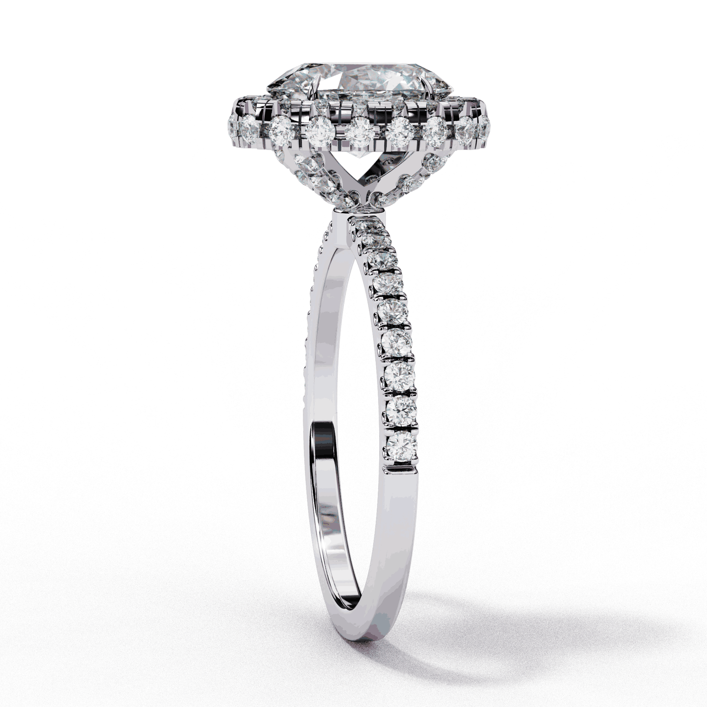 Oval Cut Lab Grown Diamond Halo Engagement Ring with Large Stone Halo
