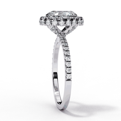 Oval Cut Lab Grown Diamond Halo Engagement Ring with Large Stone Halo