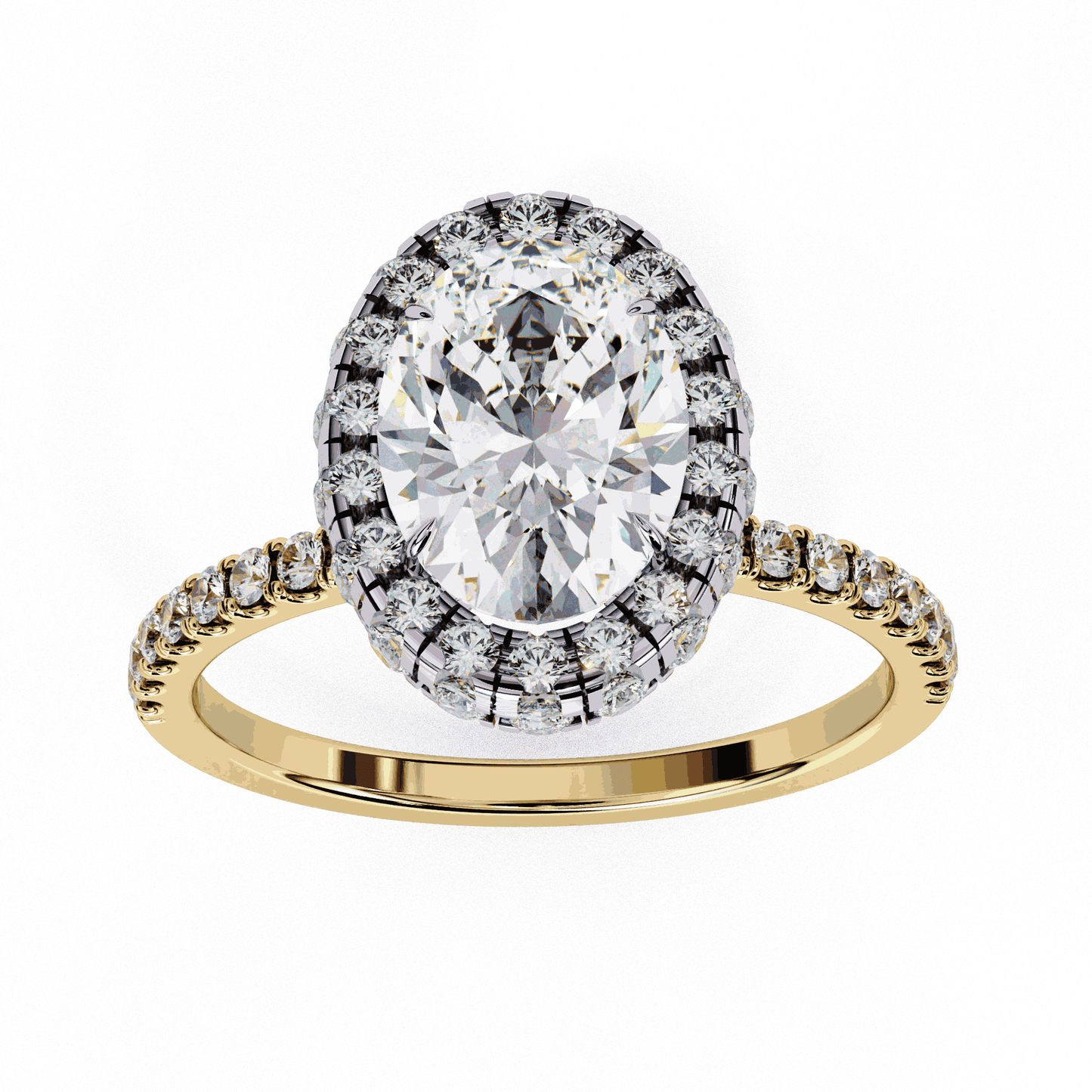 Oval Cut Lab Grown Diamond Halo Engagement Ring with Large Stone Halo