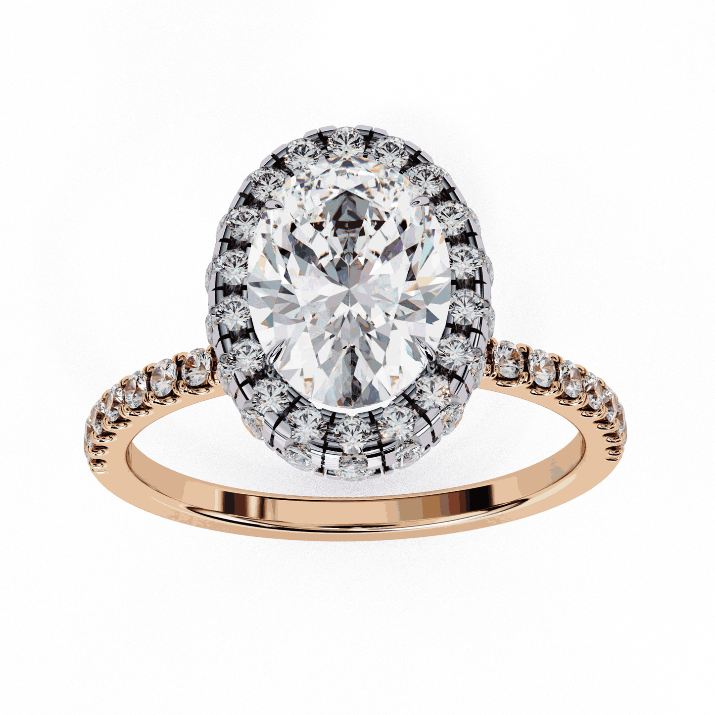 Oval Cut Lab Grown Diamond Halo Engagement Ring with Large Stone Halo