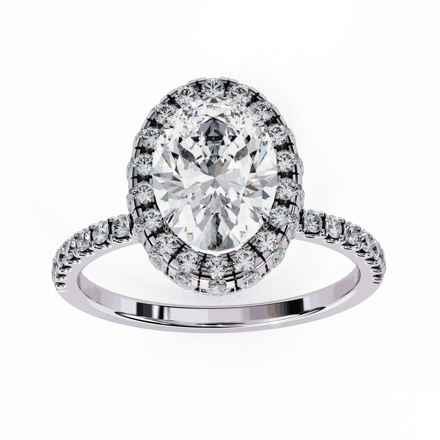 Oval Cut Lab Grown Diamond Halo Engagement Ring with Large Stone Halo