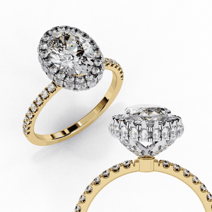 Oval Cut Lab Grown Diamond Halo Engagement Ring with Large Stone Halo