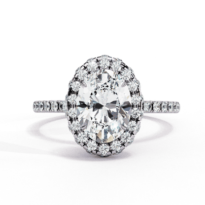 Oval Cut Lab Grown Diamond Halo Engagement Ring with Large Stone Halo