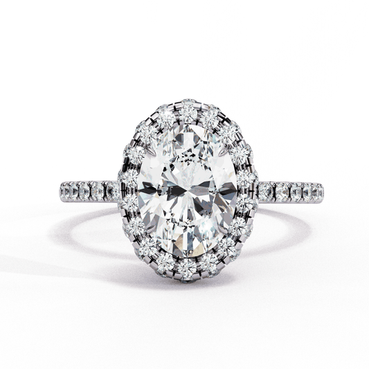 Oval Cut Lab Grown Diamond Halo Engagement Ring with Large Stone Halo