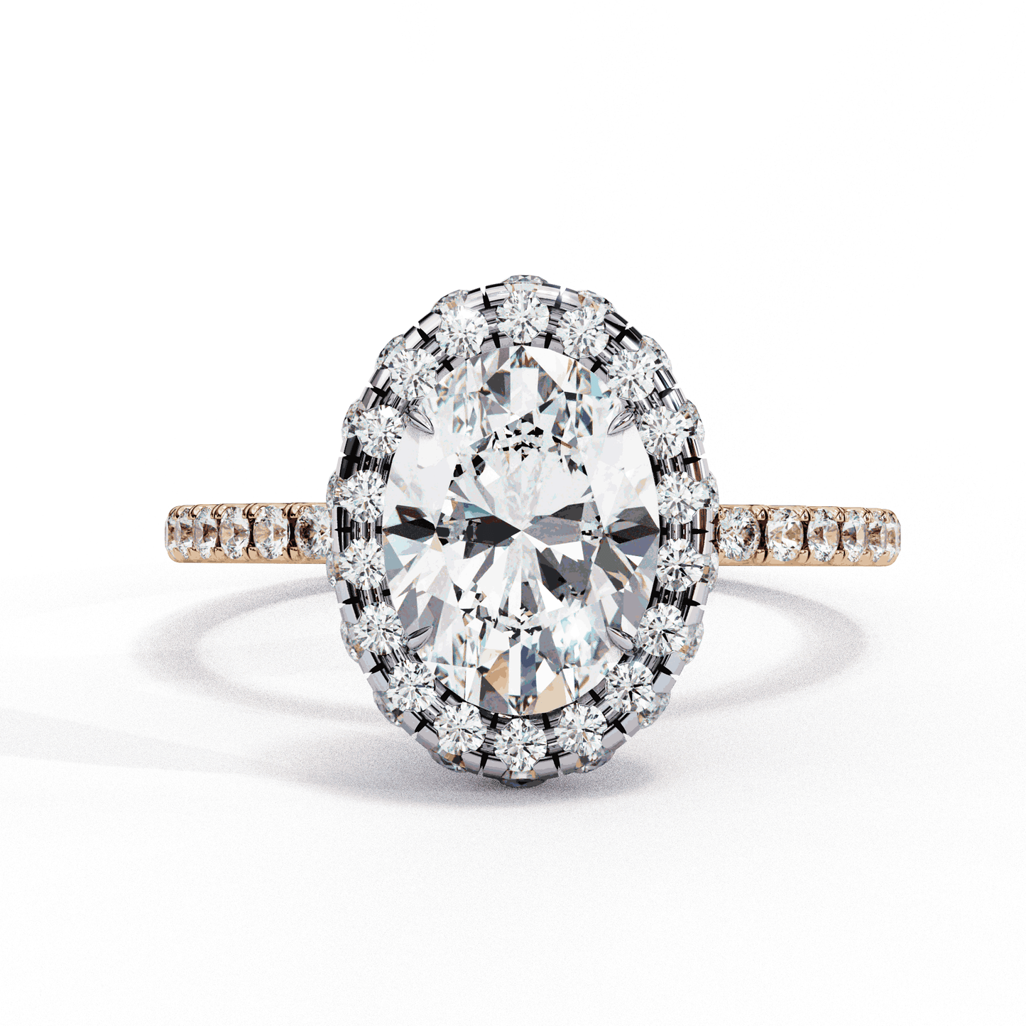 Oval Cut Lab Grown Diamond Halo Engagement Ring with Large Stone Halo