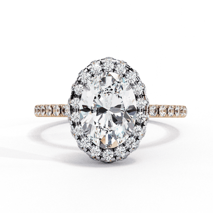 Oval Cut Lab Grown Diamond Halo Engagement Ring with Large Stone Halo