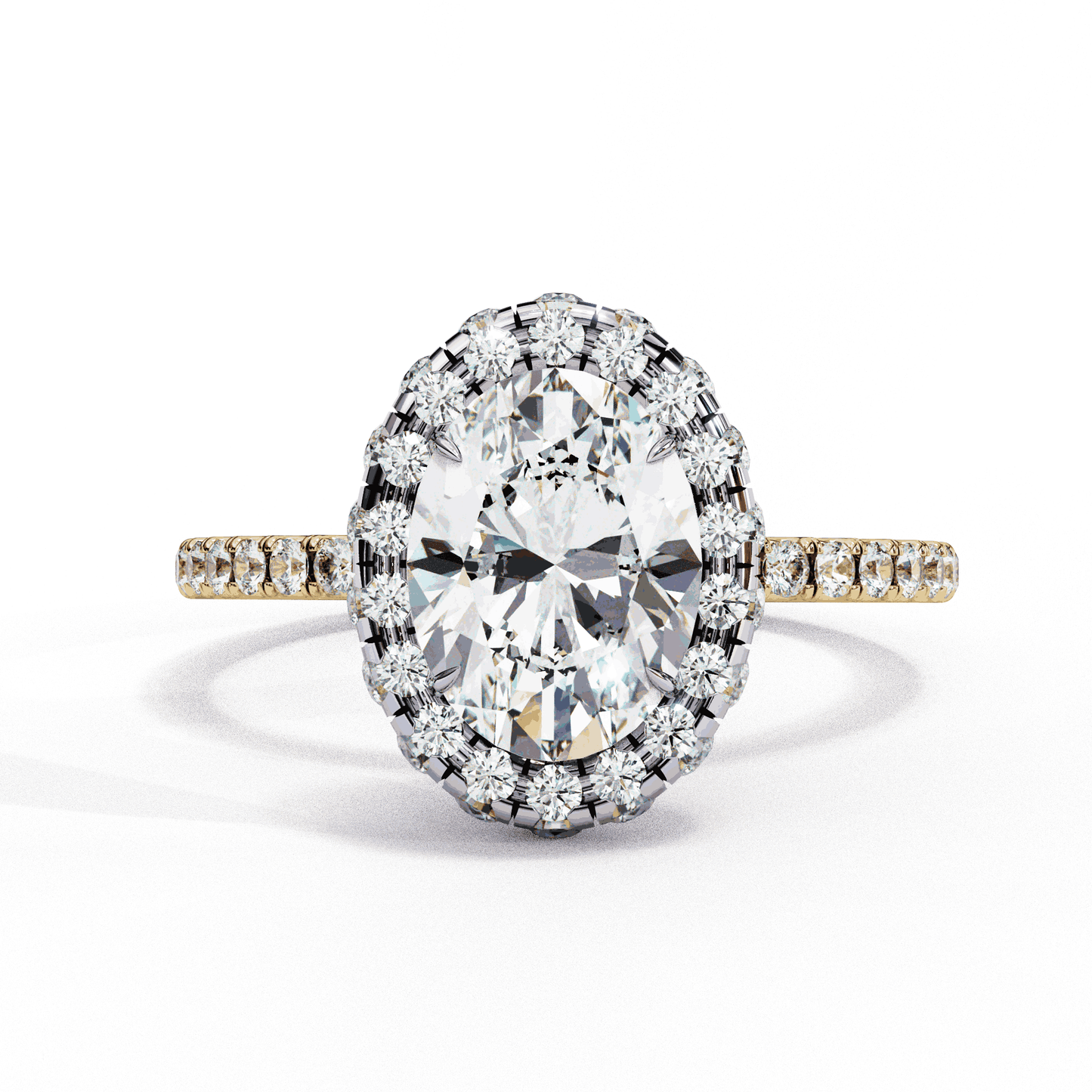 Oval Cut Lab Grown Diamond Halo Engagement Ring with Large Stone Halo