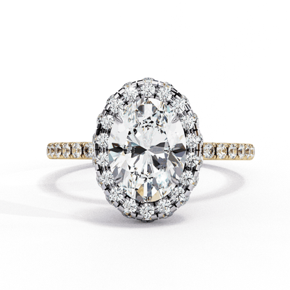 Oval Cut Lab Grown Diamond Halo Engagement Ring with Large Stone Halo