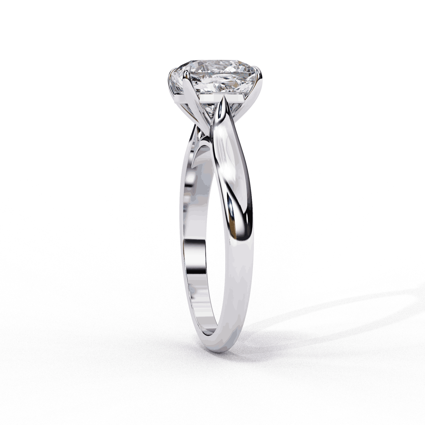Cushion Cut Lab Grown Diamond Solitaire Engagement Ring with Plain Band