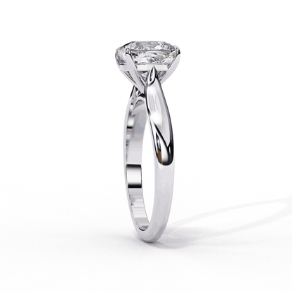 Cushion Cut Lab Grown Diamond Solitaire Engagement Ring with Plain Band