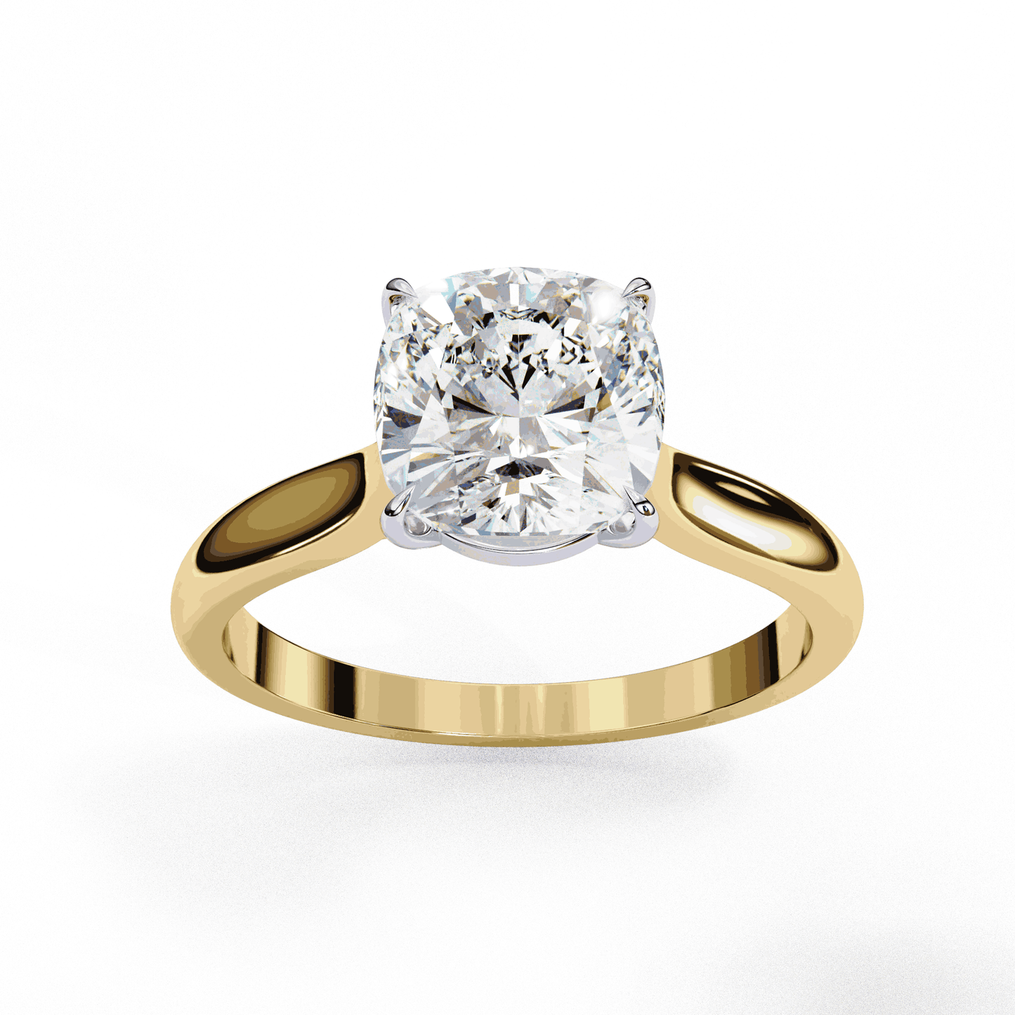 Cushion Cut Lab Grown Diamond Solitaire Engagement Ring with Plain Band
