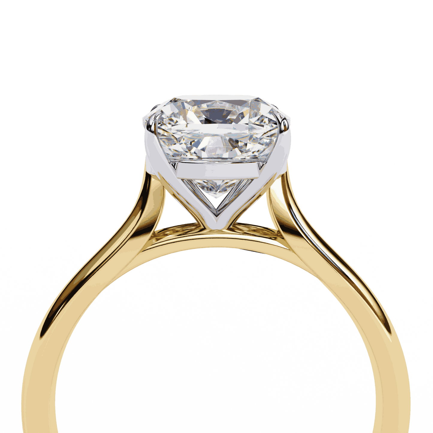 Cushion Cut Lab Grown Diamond Solitaire Engagement Ring with Plain Band