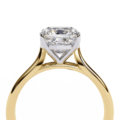 Cushion Cut Lab Grown Diamond Solitaire Engagement Ring with Plain Band