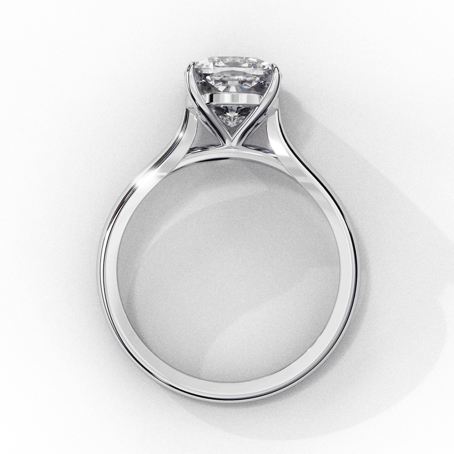 Cushion Cut Lab Grown Diamond Solitaire Engagement Ring with Plain Band