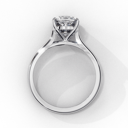 Cushion Cut Lab Grown Diamond Solitaire Engagement Ring with Plain Band