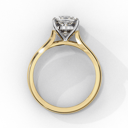 Cushion Cut Lab Grown Diamond Solitaire Engagement Ring with Plain Band