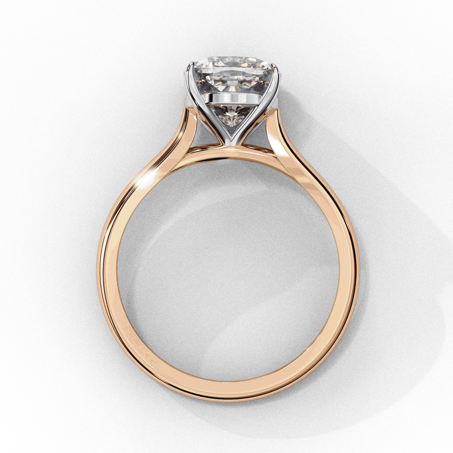 Cushion Cut Lab Grown Diamond Solitaire Engagement Ring with Plain Band