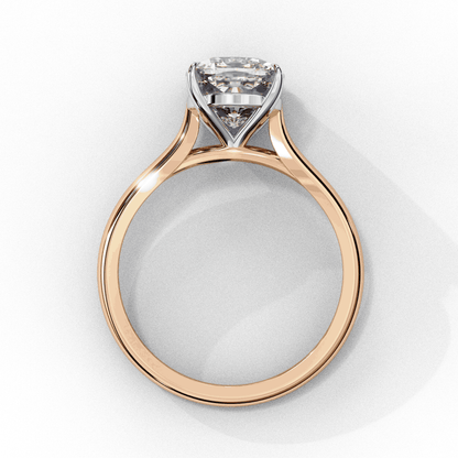 Cushion Cut Lab Grown Diamond Solitaire Engagement Ring with Plain Band