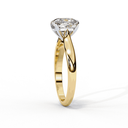 Cushion Cut Lab Grown Diamond Solitaire Engagement Ring with Plain Band