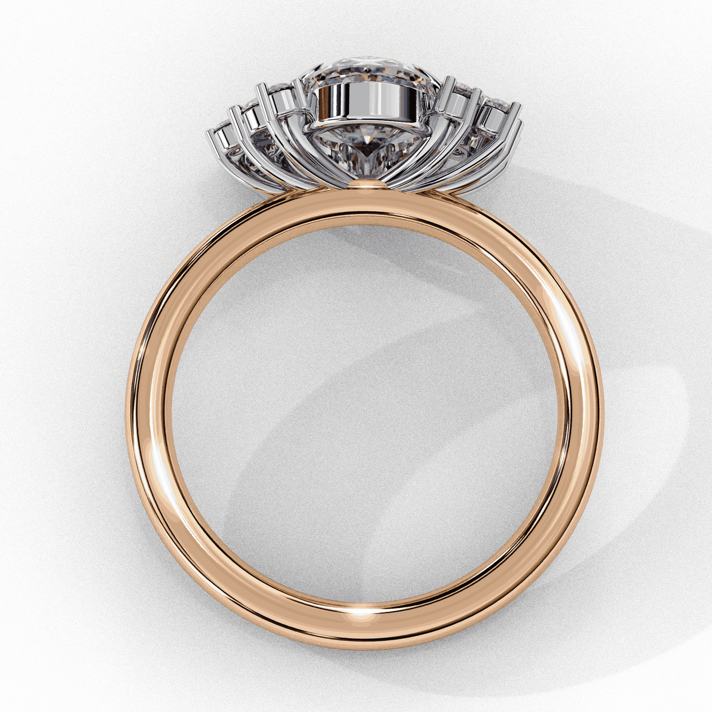 Oval Cut Lab Grown Diamond Bezel Engagement Ring with Asymmetric Diamond Cluster Accents