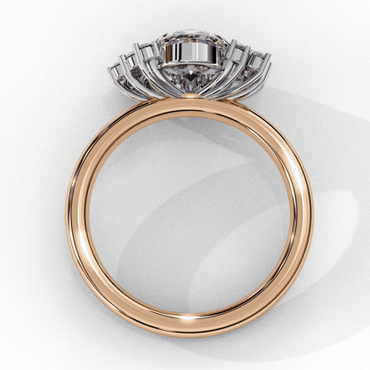 Oval Cut Lab Grown Diamond Bezel Engagement Ring with Asymmetric Diamond Cluster Accents