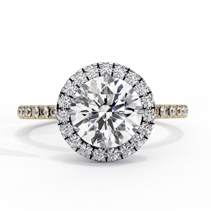 Round Cut Lab Grown Diamond Halo Engagement Ring with Open Gallery Pavé Basket