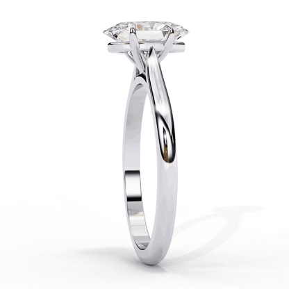 Oval Cut Lab Grown Diamond Solitaire Engagement Ring with Cathedral Shoulders