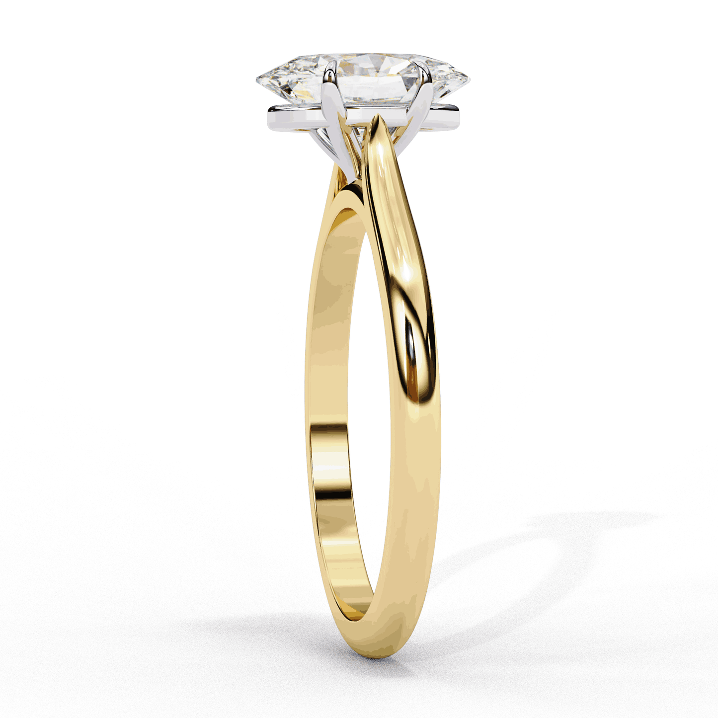 Oval Cut Lab Grown Diamond Solitaire Engagement Ring with Cathedral Shoulders