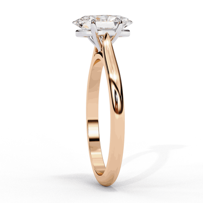 Oval Cut Lab Grown Diamond Solitaire Engagement Ring with Cathedral Shoulders