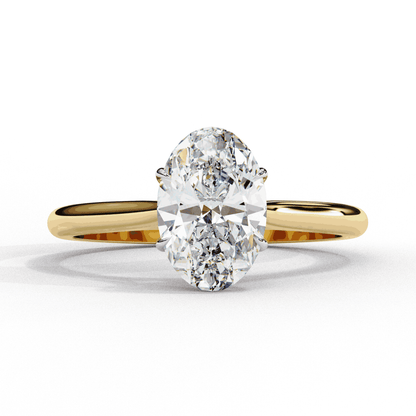 Oval Cut Lab Grown Diamond Solitaire Engagement Ring with Cathedral Shoulders