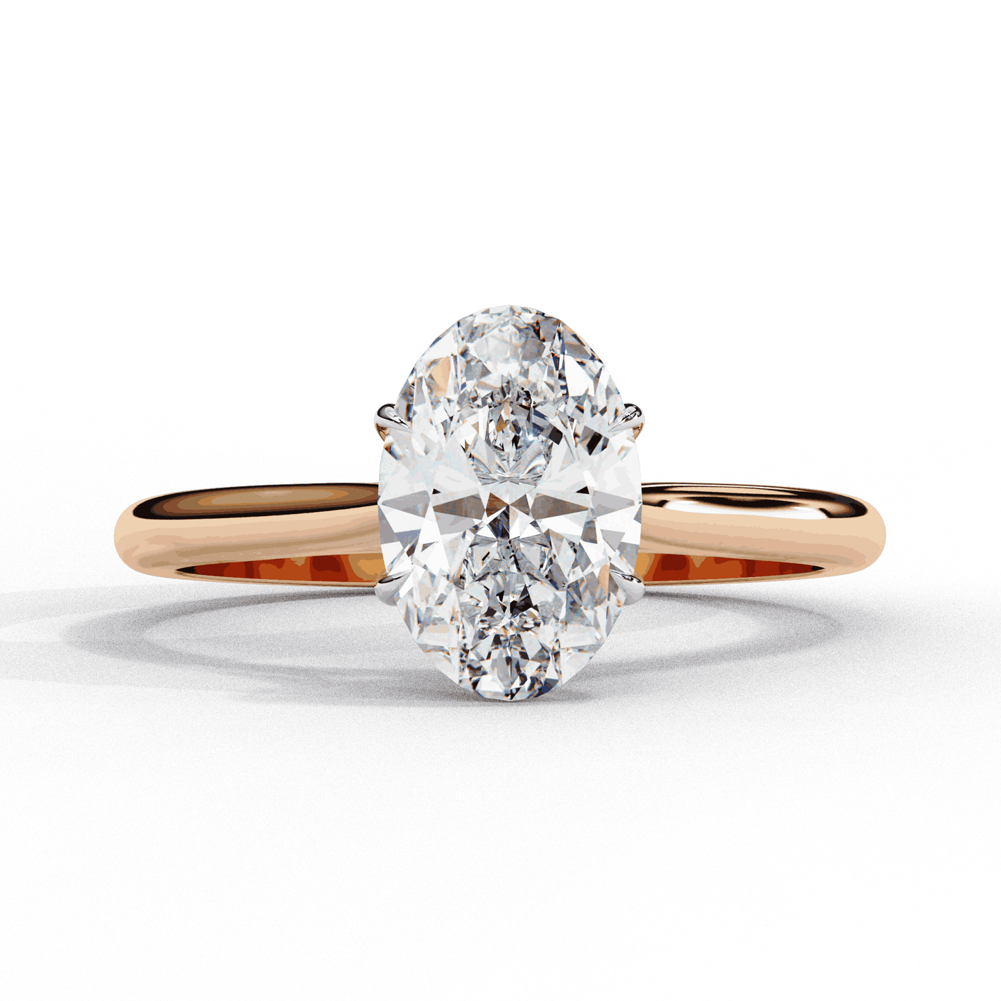 Oval Cut Lab Grown Diamond Solitaire Engagement Ring with Cathedral Shoulders