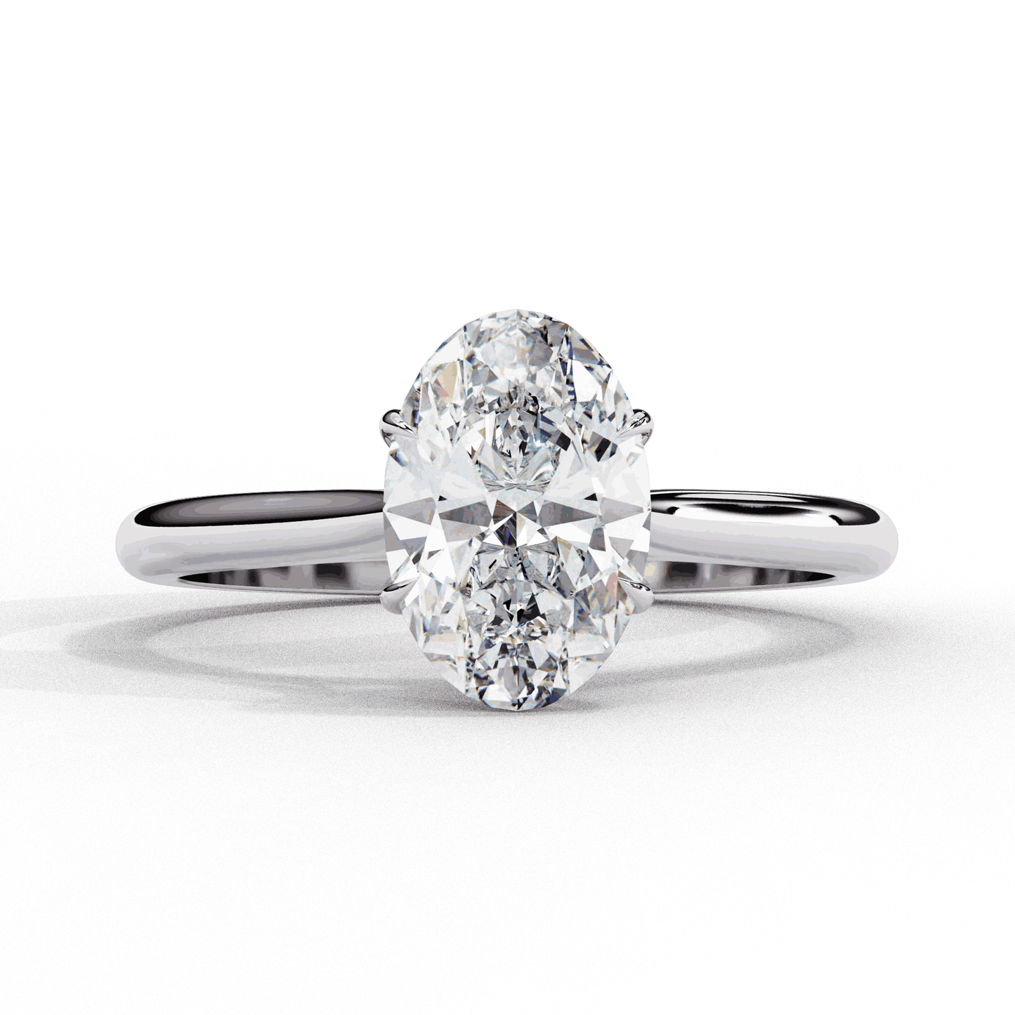 Oval Cut Lab Grown Diamond Solitaire Engagement Ring with Cathedral Shoulders