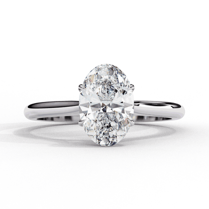 Oval Cut Lab Grown Diamond Solitaire Engagement Ring with Cathedral Shoulders