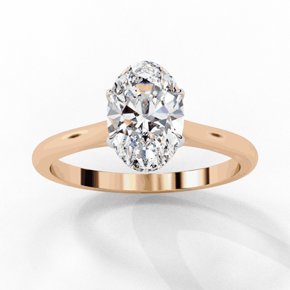 Oval Cut Lab Grown Diamond Solitaire Engagement Ring with Cathedral Shoulders