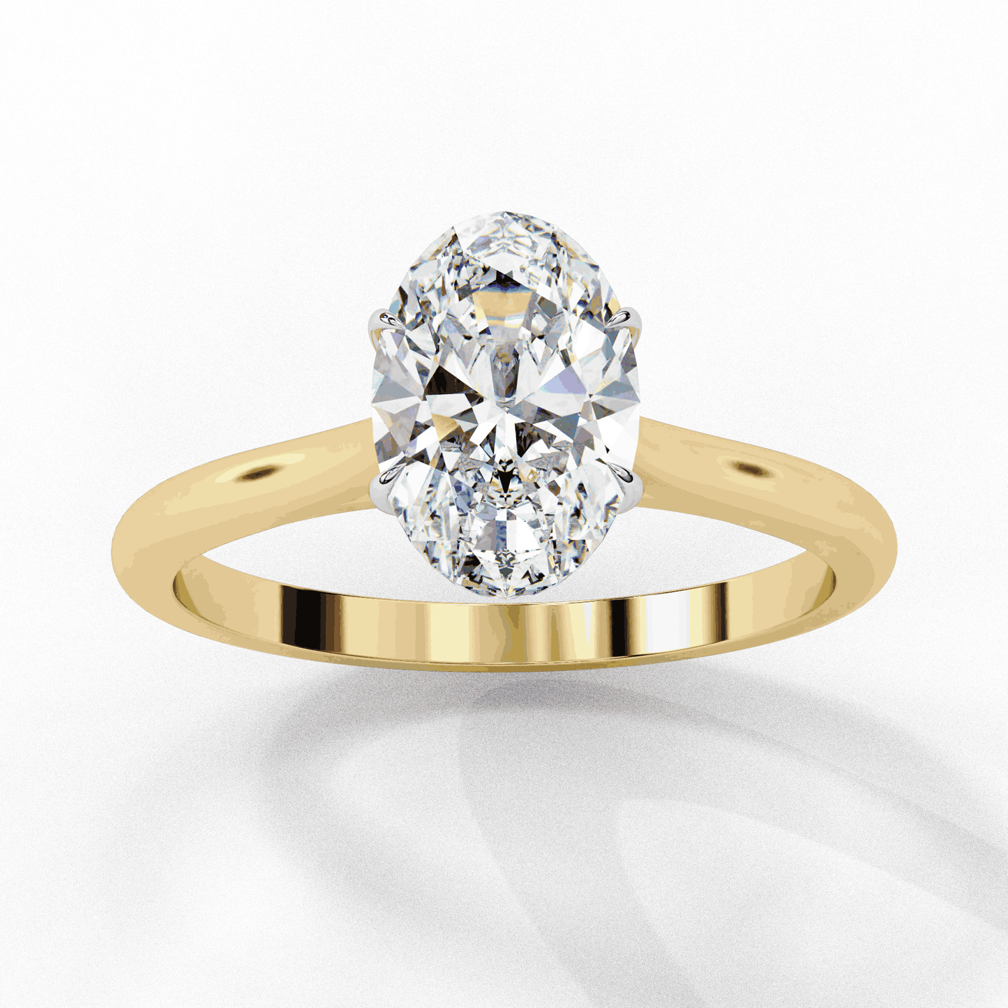 Oval Cut Lab Grown Diamond Solitaire Engagement Ring with Cathedral Shoulders