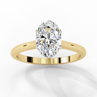 Oval Cut Lab Grown Diamond Solitaire Engagement Ring with Cathedral Shoulders