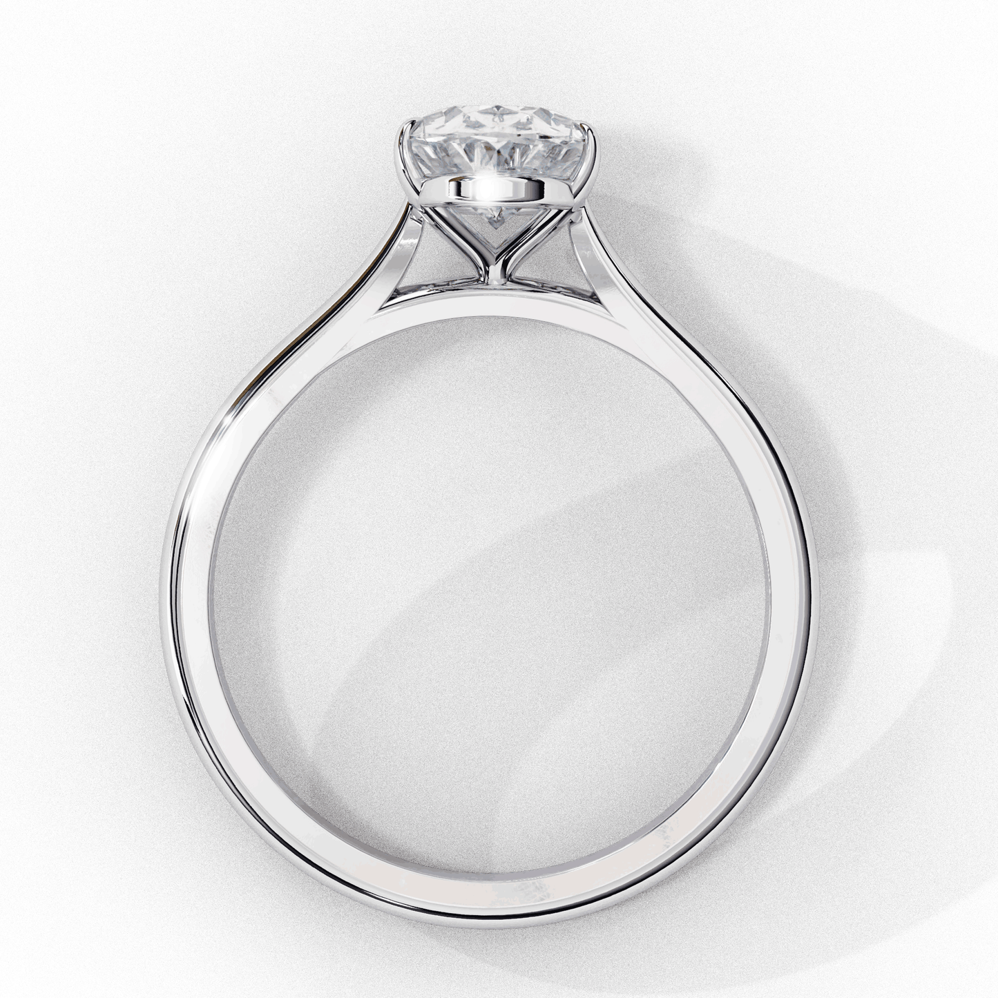 Oval Cut Lab Grown Diamond Solitaire Engagement Ring with Cathedral Shoulders
