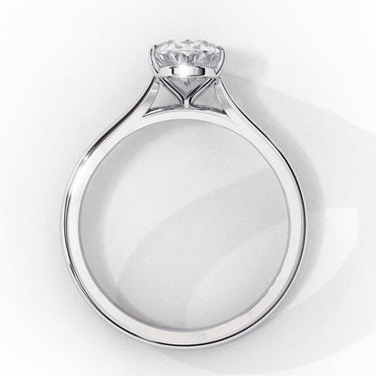 Oval Cut Lab Grown Diamond Solitaire Engagement Ring with Cathedral Shoulders