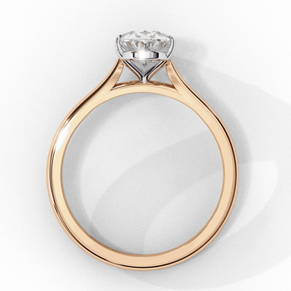 Oval Cut Lab Grown Diamond Solitaire Engagement Ring with Cathedral Shoulders