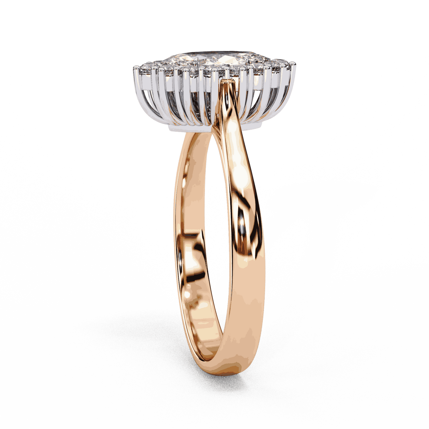Marquise Cut Lab Grown Diamond Halo Engagement Ring with Vintage Scalloped Halo