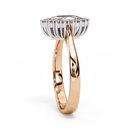 Marquise Cut Lab Grown Diamond Halo Engagement Ring with Vintage Scalloped Halo