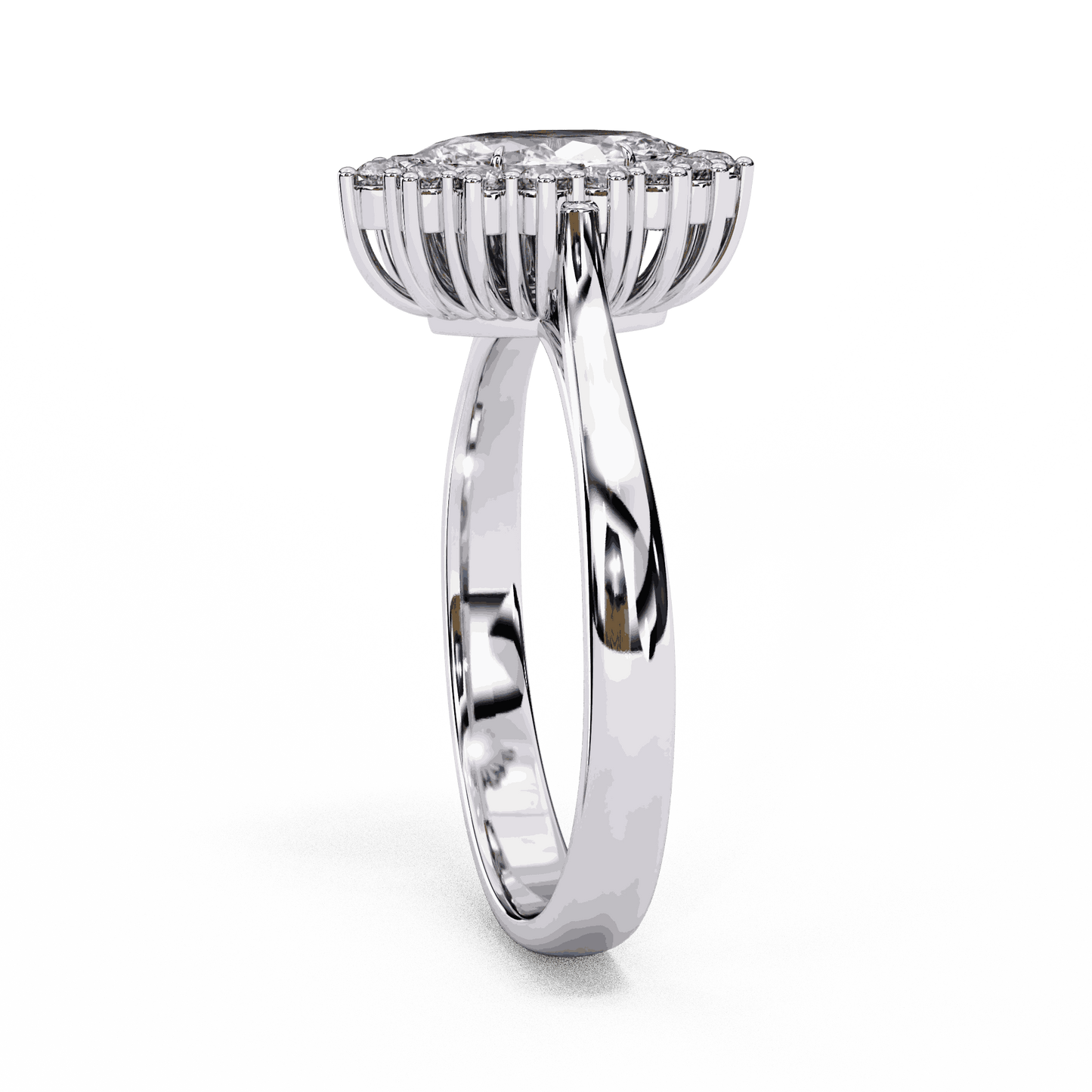 Marquise Cut Lab Grown Diamond Halo Engagement Ring with Vintage Scalloped Halo