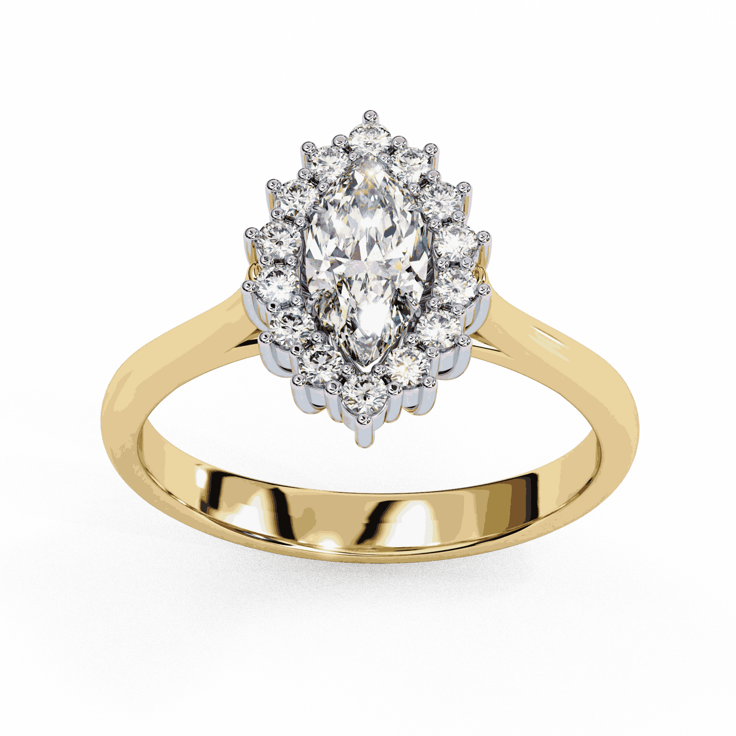 Marquise Cut Lab Grown Diamond Halo Engagement Ring with Vintage Scalloped Halo