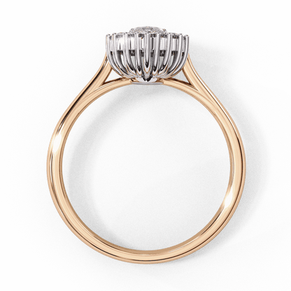 Marquise Cut Lab Grown Diamond Halo Engagement Ring with Vintage Scalloped Halo