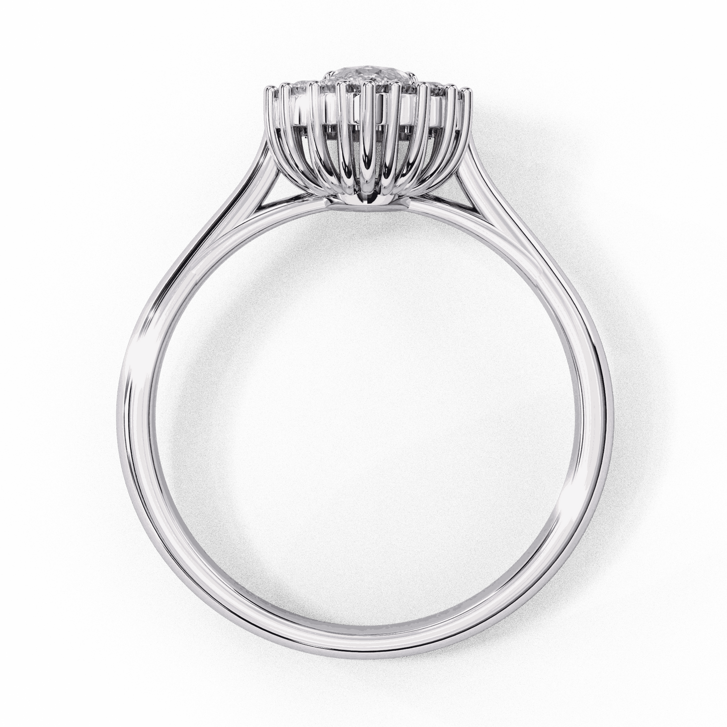 Marquise Cut Lab Grown Diamond Halo Engagement Ring with Vintage Scalloped Halo