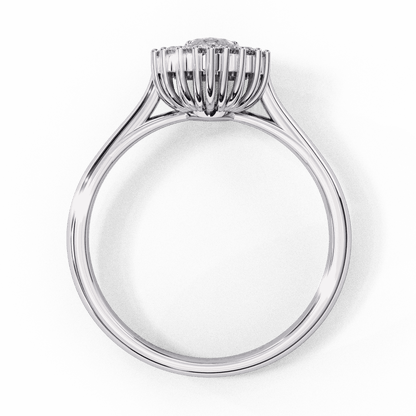 Marquise Cut Lab Grown Diamond Halo Engagement Ring with Vintage Scalloped Halo